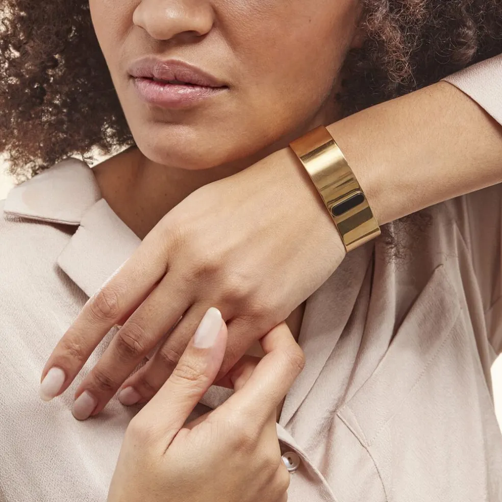 Bracelet Manchette Acier Doré Volcanus Agate