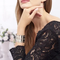 Bracelet Manchette Adaline Acier Blanc