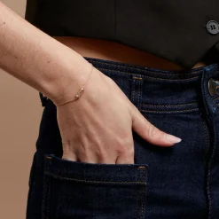 Bracelet Manua Plaqué Or Jaune Oxyde De Zirconium