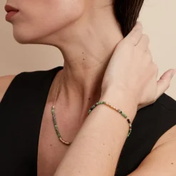 Bracelet Manua Plaqué Or Jaune Pierre D'imitation