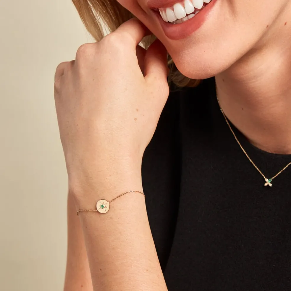 Bracelet Melchior Or Jaune Emeraude