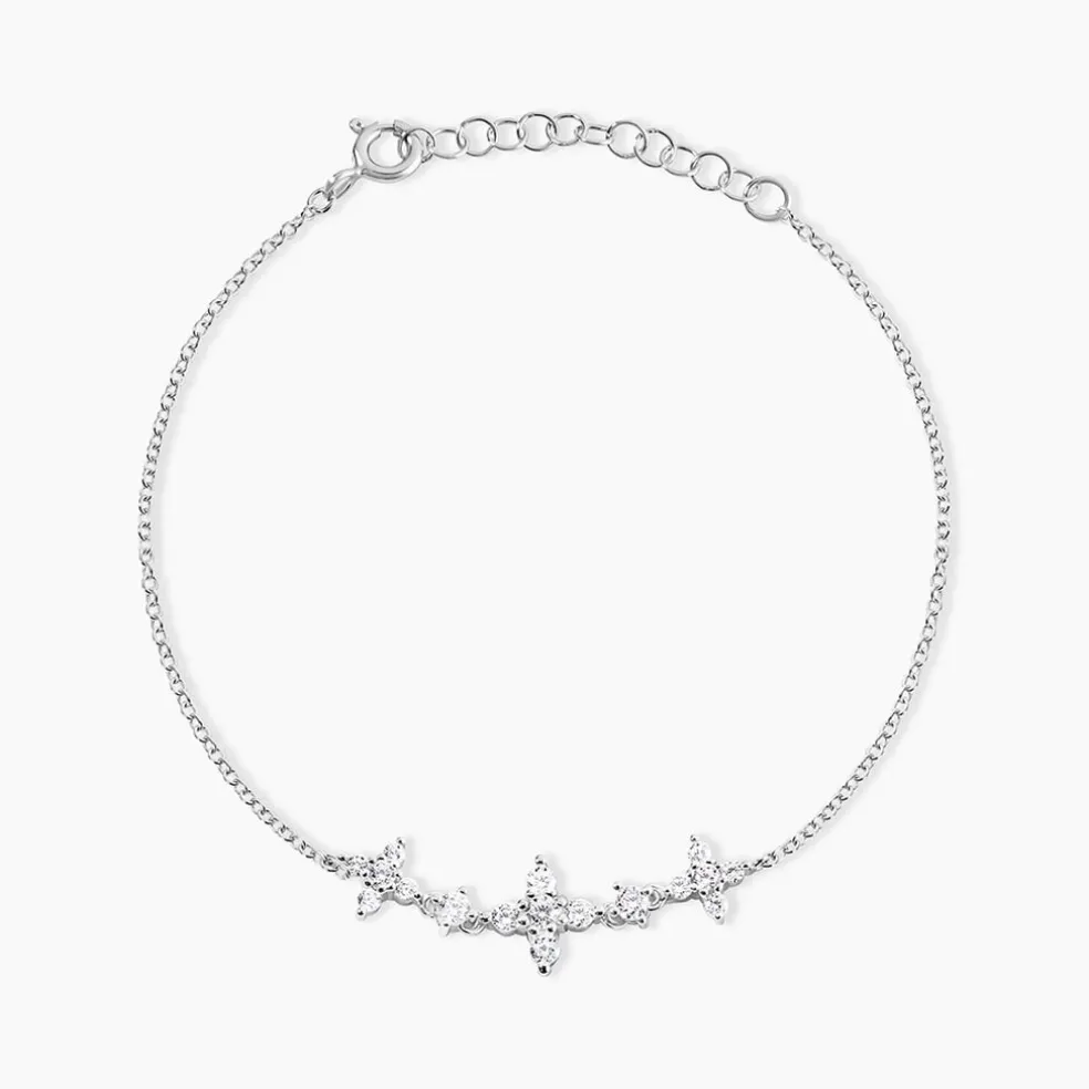 Bracelet Midnight Flower Argent Blanc Oxyde De Zirconium
