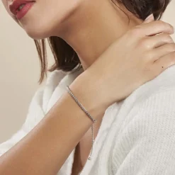 Bracelet Nahila Maille Popcorn Argent Blanc