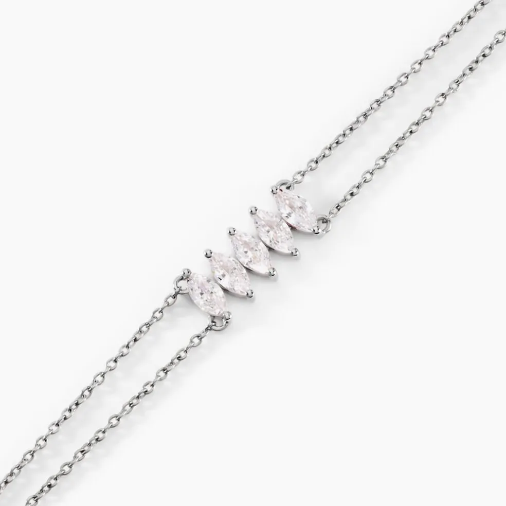 Bracelet Navette Argent Blanc Oxyde De Zirconium