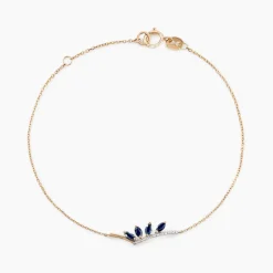 Bracelet Navette Or Jaune Saphir Diamant