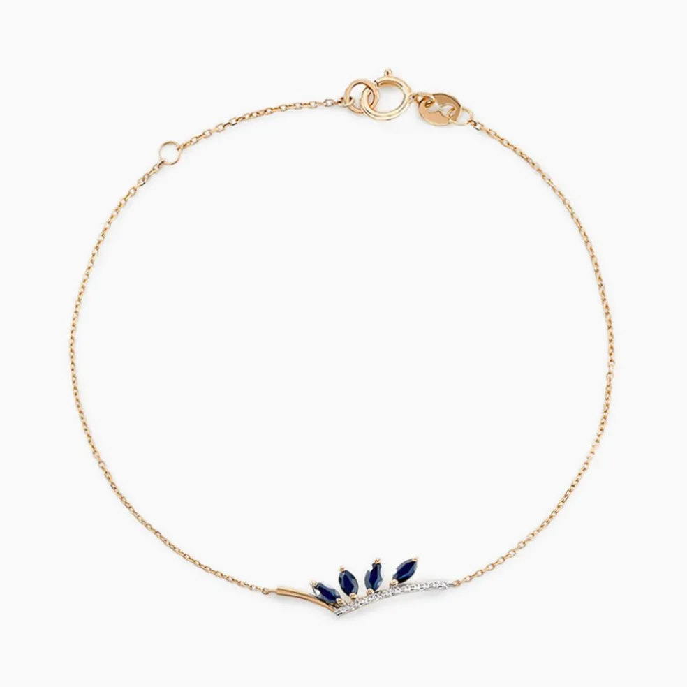 Bracelet Navette Or Jaune Saphir Diamant