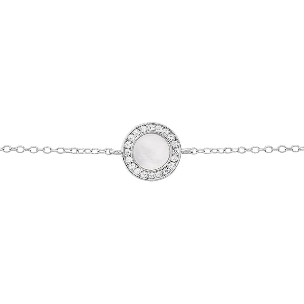Bracelet Nawala Argent Blanc Oxyde De Zirconium Et Nacre