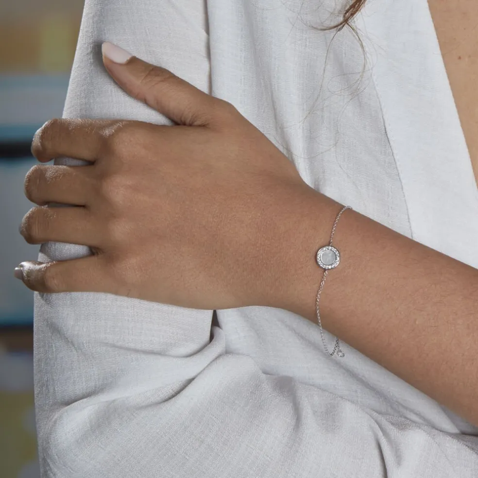 Bracelet Nawala Argent Blanc Oxyde De Zirconium Et Nacre