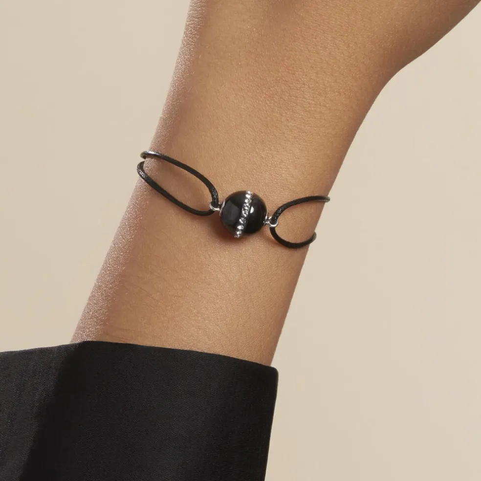 Bracelet Nina Cera Argent Blanc Strass Et Céramique