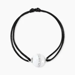 Bracelet Nina Cera Argent Blanc Céramique Et Strass