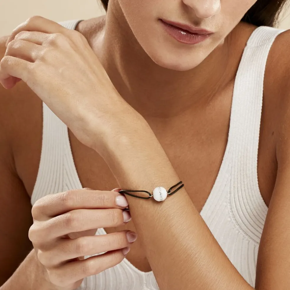 Bracelet Nina Cera Argent Blanc Céramique Et Strass