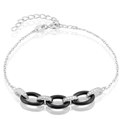 Bracelet Nowell Argent Blanc Oxyde De Zirconium Et Céramique