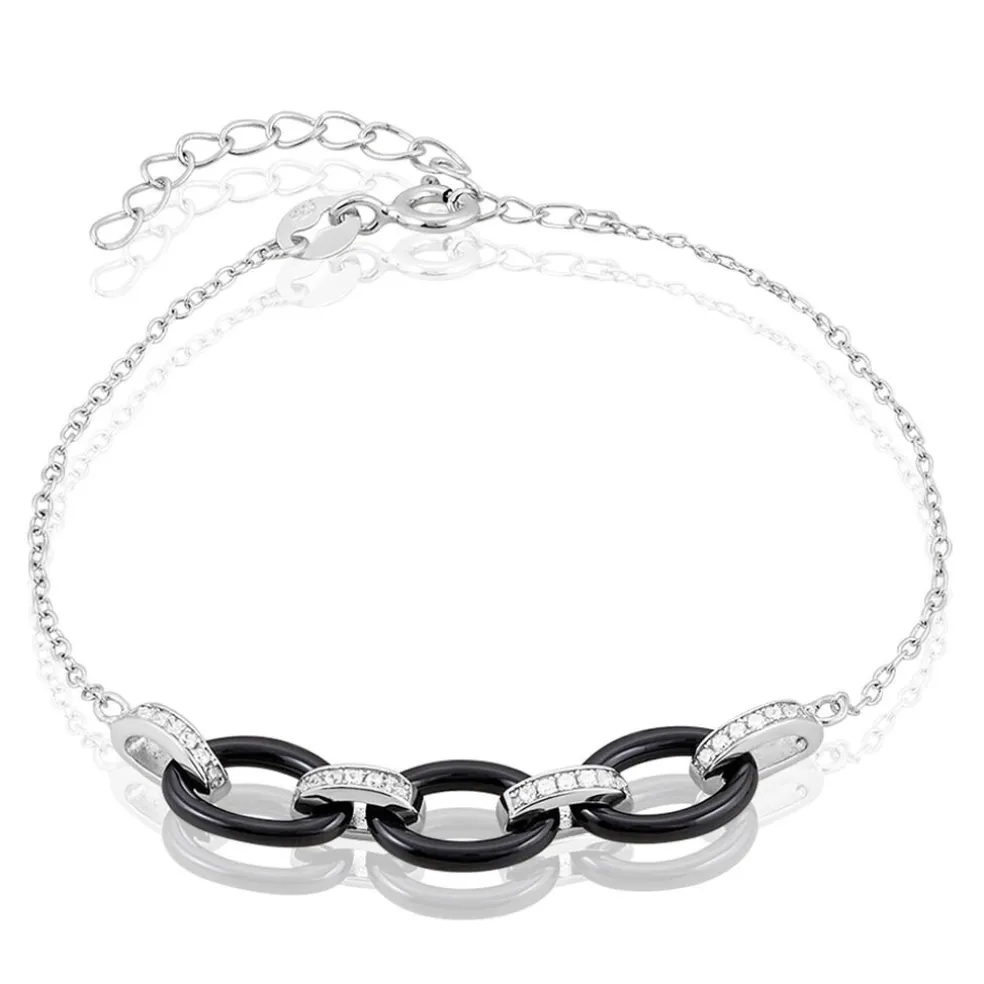 Bracelet Nowell Argent Blanc Oxyde De Zirconium Et Céramique