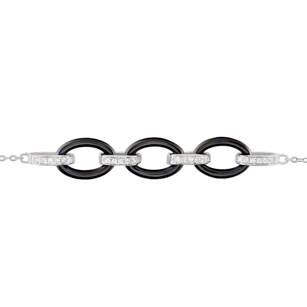 Bracelet Nowell Argent Blanc Oxyde De Zirconium Et Céramique