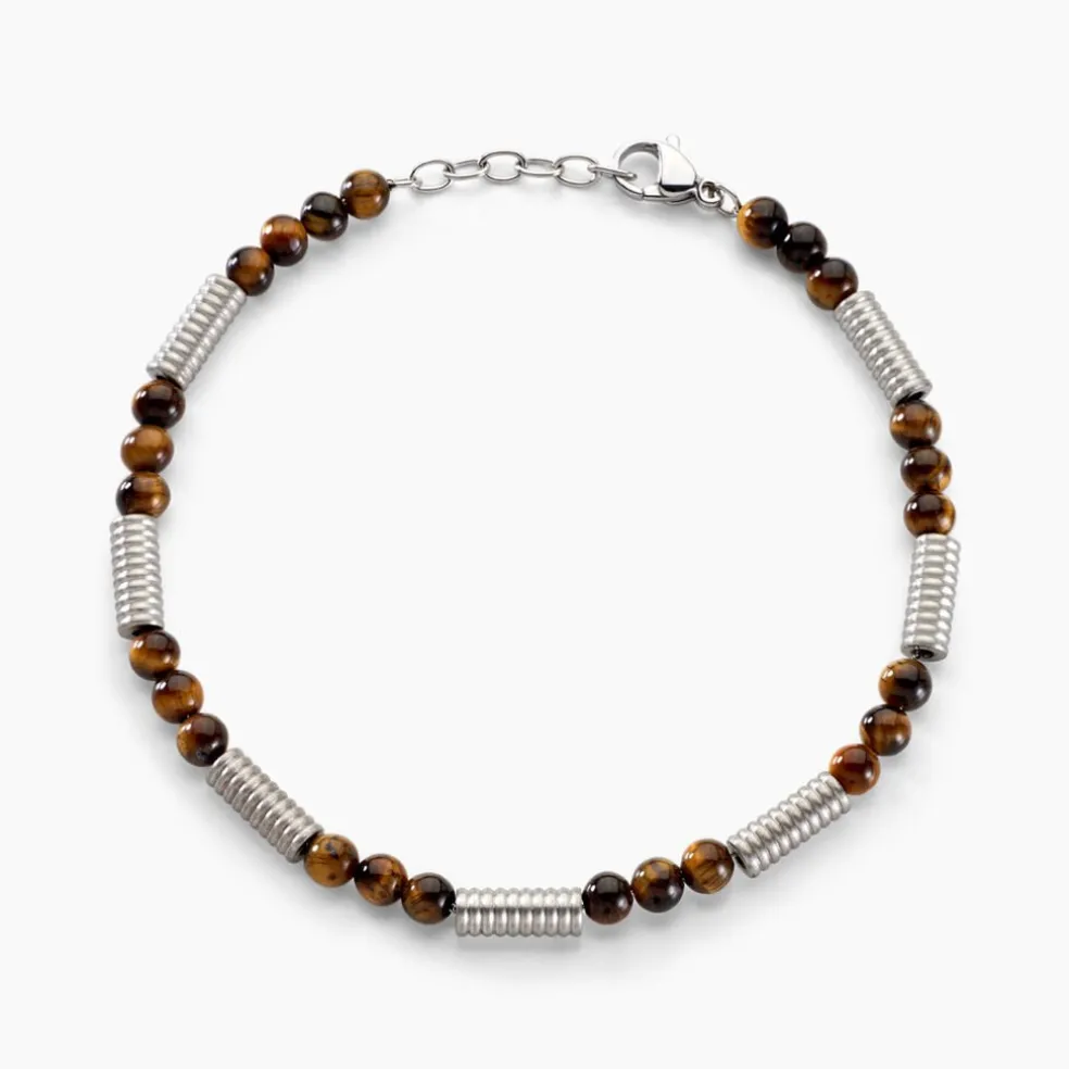 Bracelet Olek Acier Blanc Oeil De Tigre