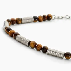 Bracelet Olek Acier Blanc Oeil De Tigre