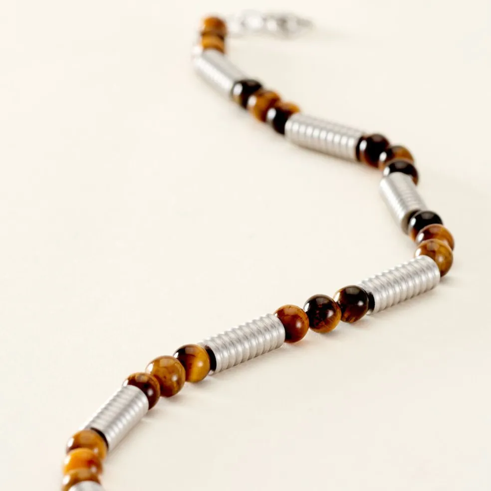 Bracelet Olek Acier Blanc Oeil De Tigre