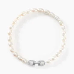 Bracelet Onassis Argent Blanc Perle De Culture Oxyde De Zirconium