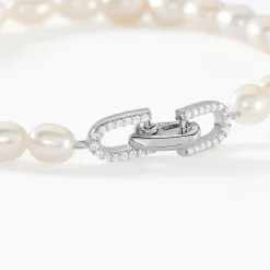 Bracelet Onassis Argent Blanc Perle De Culture Oxyde De Zirconium