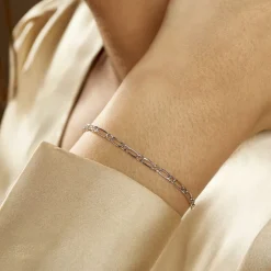 Bracelet Ophelio Maille Alternee 1/1 Or Blanc