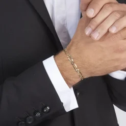 Bracelet Ophelio Maille Alternee 1/1 Or Jaune