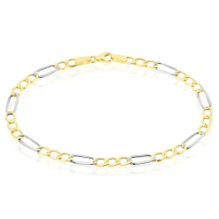 Bracelet Or Bicolore Maille Alternée 1/3