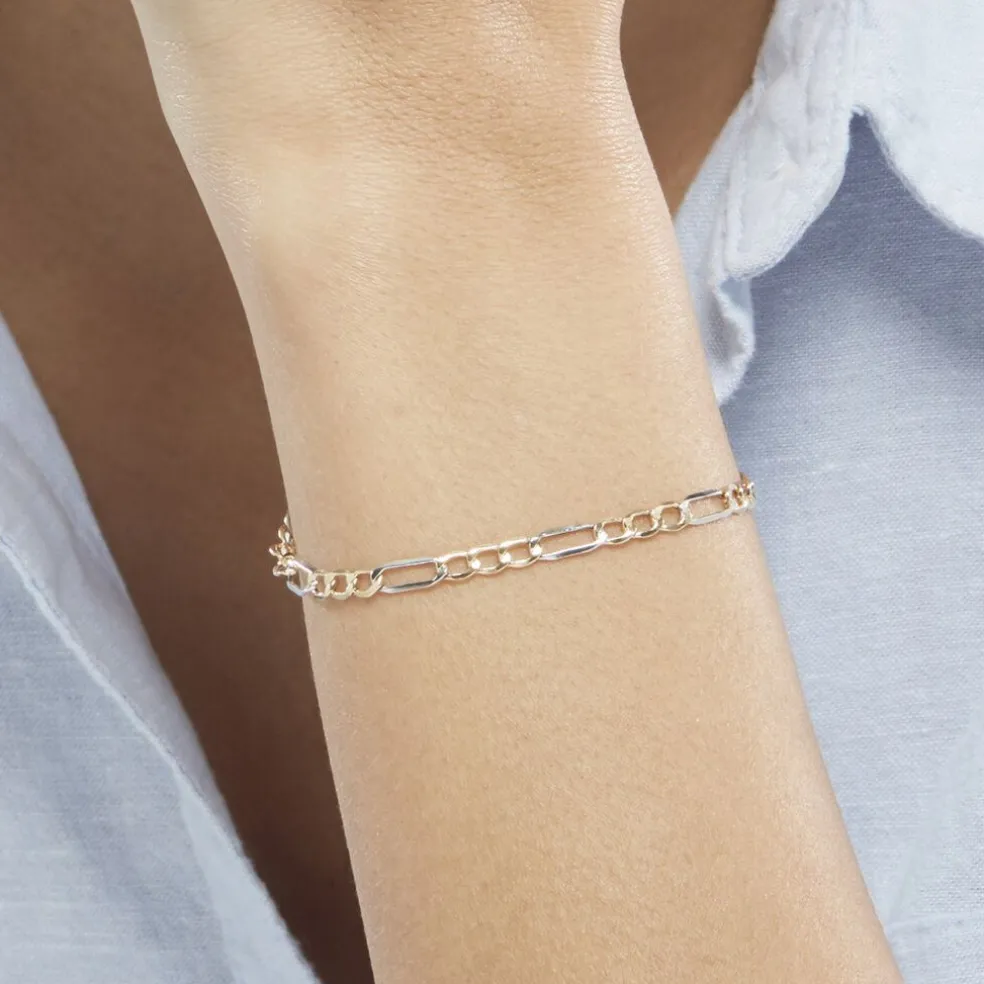 Bracelet Or Bicolore Maille Alternée 1/3