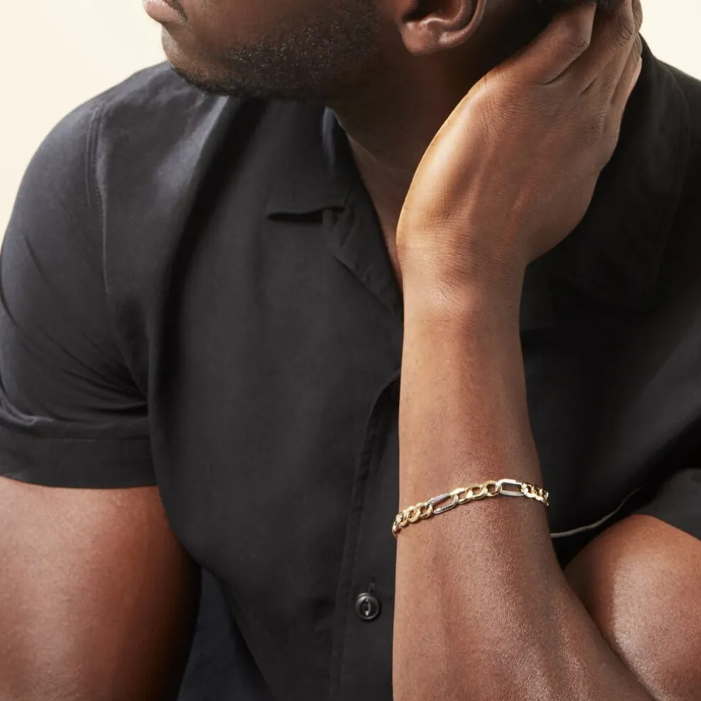 Bracelet Or Bicolore Maille Alternée