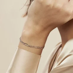 Bracelet Or Blanc Maille Alternée 1/3