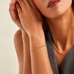 Bracelet Or Jaune Caméo Maille Alternée 1/3