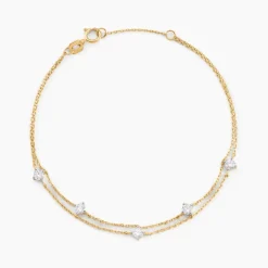 Bracelet Or Jaune Eclat D'etoile Oxyde De Zirconium