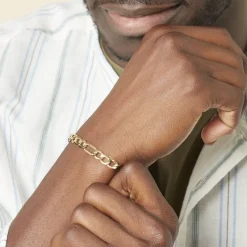 Bracelet Or Jaune Maille Alternée