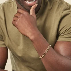 Bracelet Or Jaune Maille Alternée