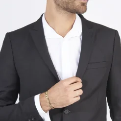 Bracelet Or Jaune Maille Alternée