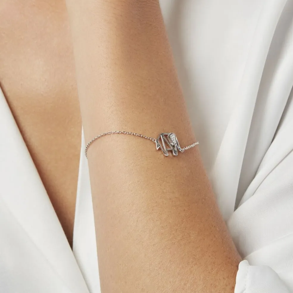Bracelet Origami Argent Blanc Oxyde De Zirconium