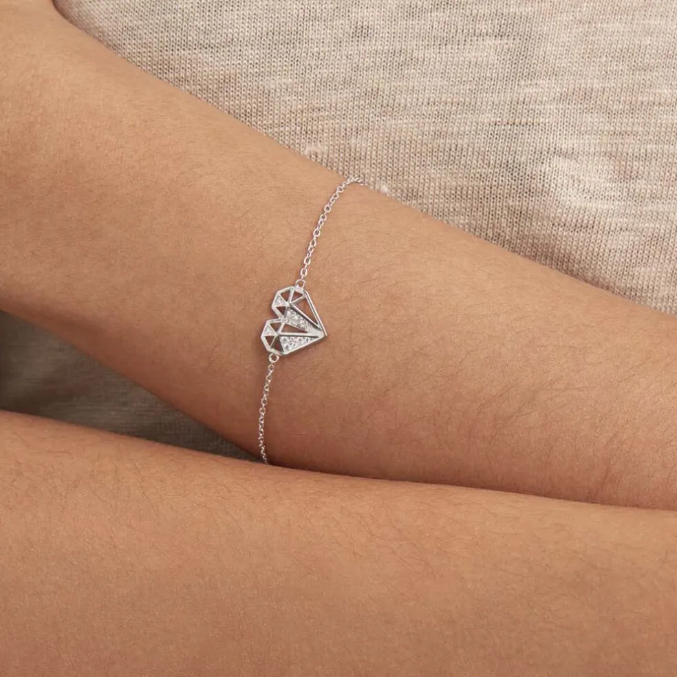 Bracelet Origami Argent Blanc Oxyde De Zirconium
