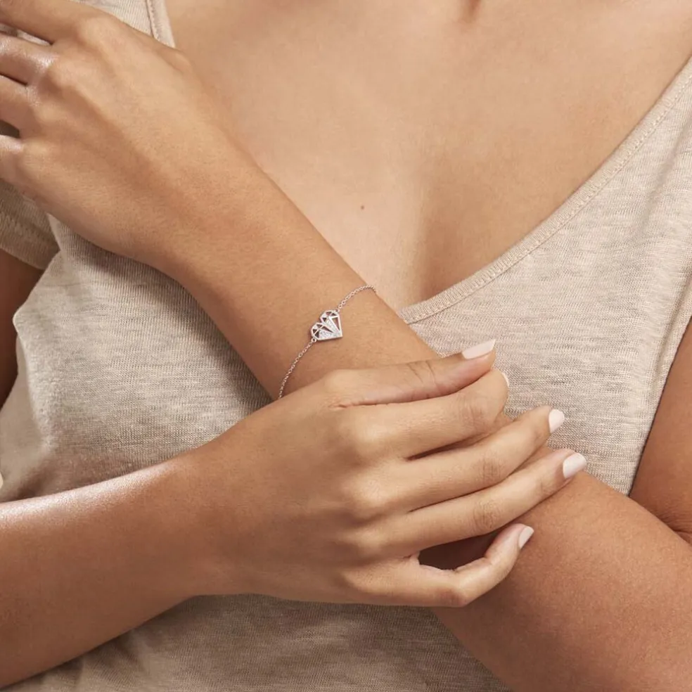 Bracelet Origami Argent Blanc Oxyde De Zirconium