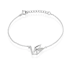 Bracelet Origami Argent Blanc Oxyde De Zirconium