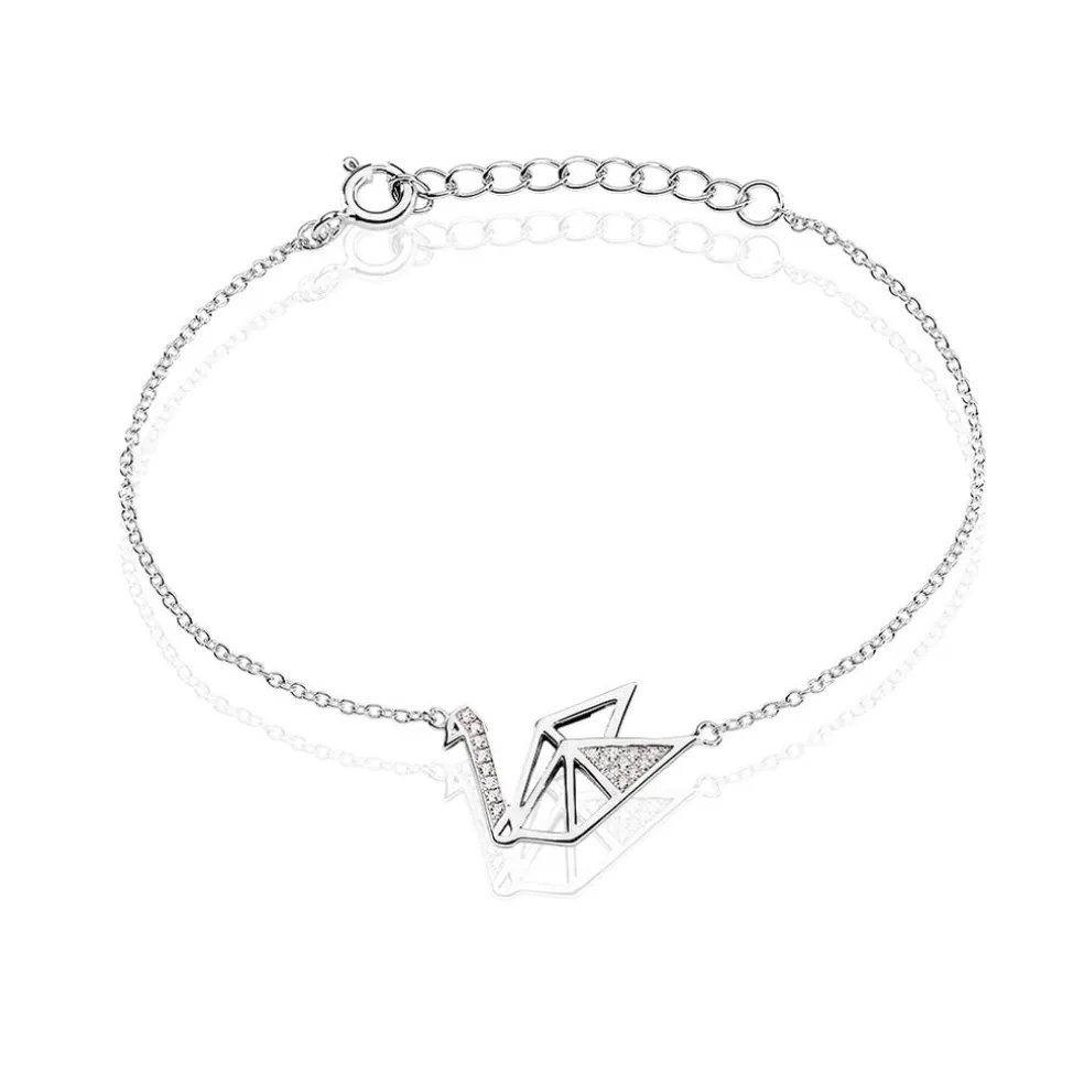 Bracelet Origami Argent Blanc Oxyde De Zirconium