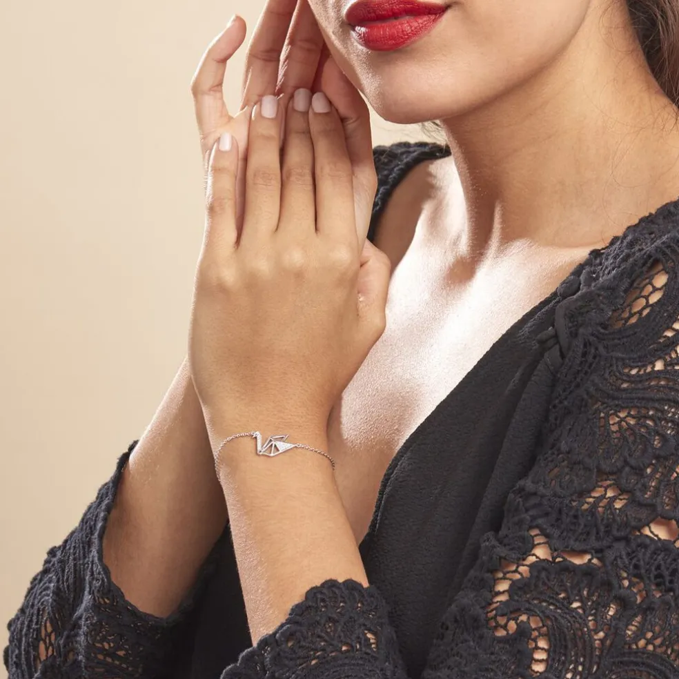 Bracelet Origami Argent Blanc Oxyde De Zirconium