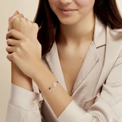 Bracelet Oumoul Argent Blanc Pierre De Synthese