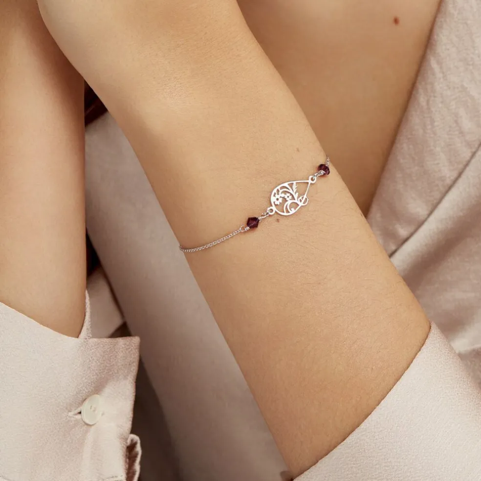 Bracelet Oumoul Argent Blanc Pierre De Synthese