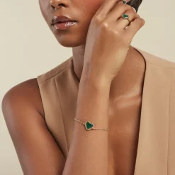 Bracelet Par Amour Plaque Or Jaune Agate