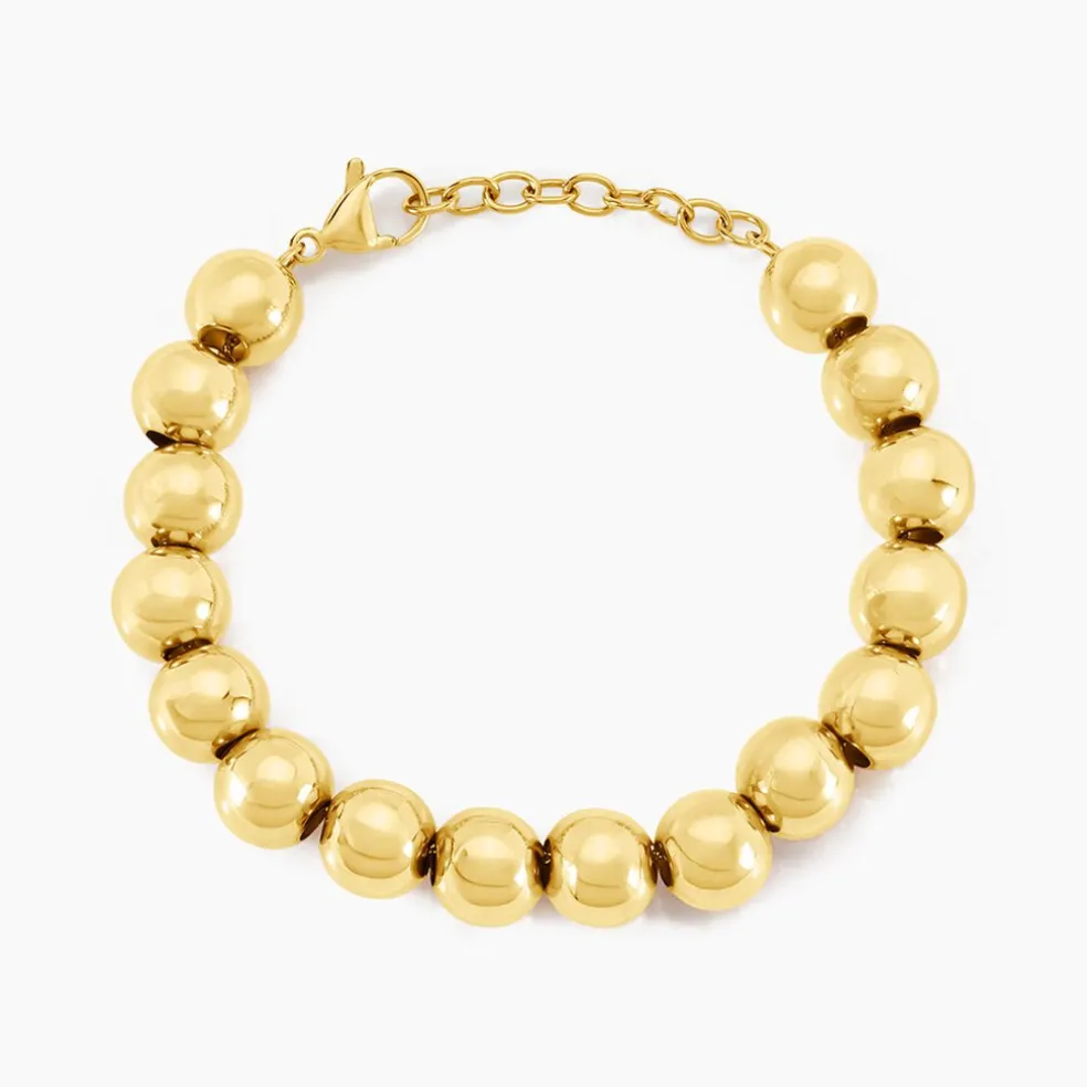 Bracelet Perles Solaires Acier Jaune