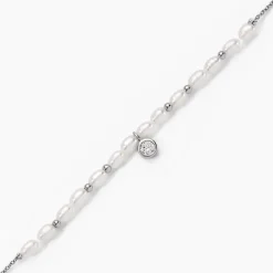 Bracelet Perlissima Argent Blanc Oxyde Et Perle De Culture
