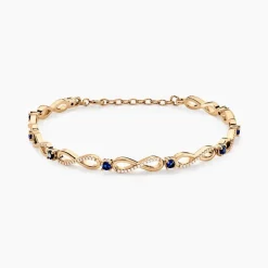 Bracelet Plaqué Or Kelian Oxydes De Zirconium Et Pierres Bleues