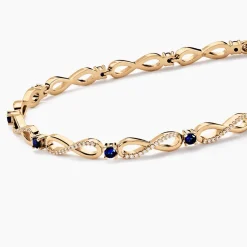 Bracelet Plaqué Or Kelian Oxydes De Zirconium Et Pierres Bleues