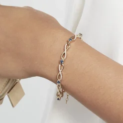 Bracelet Plaqué Or Kelian Oxydes De Zirconium Et Pierres Bleues