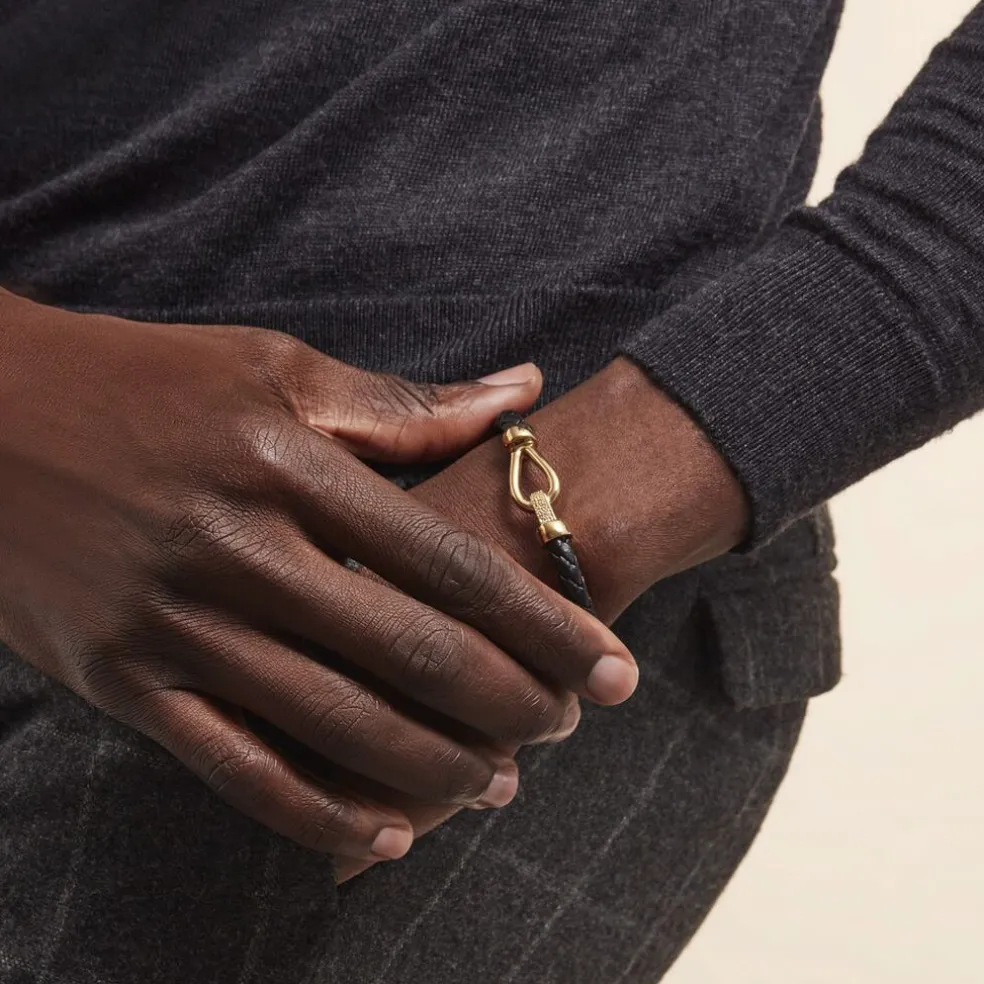 Bracelet Plaqué Or Steve Cuir