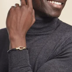 Bracelet Plaqué Or Steve Cuir